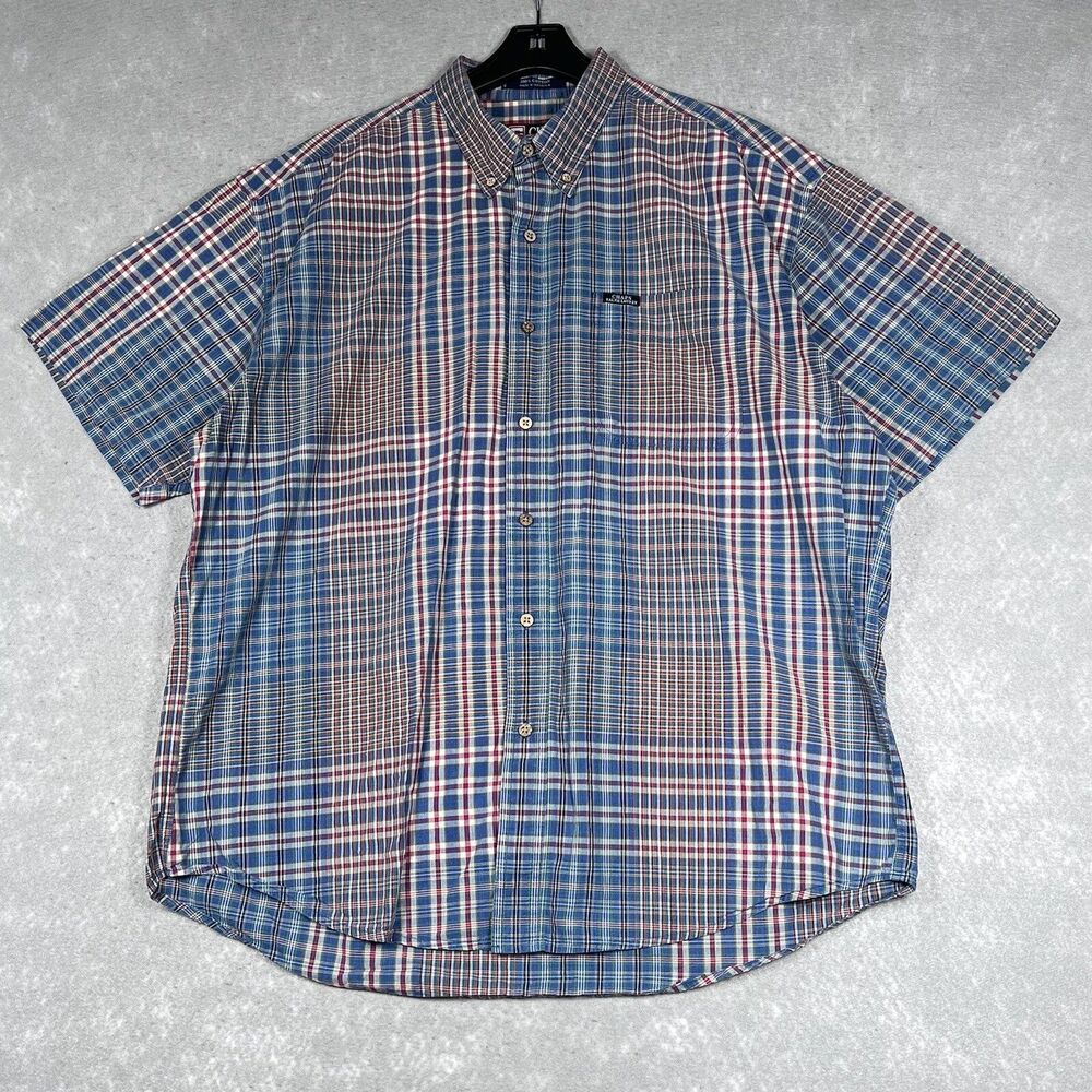VTG Ralph Lauren Chaps Shirt Mens XL Multicolor Plaid Short Sleeve Button-Down - Picture 1 of 11